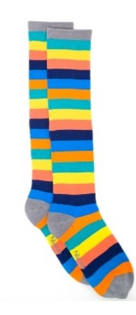 Polly and Andy Rainbow Stripe Knee-High Socks.